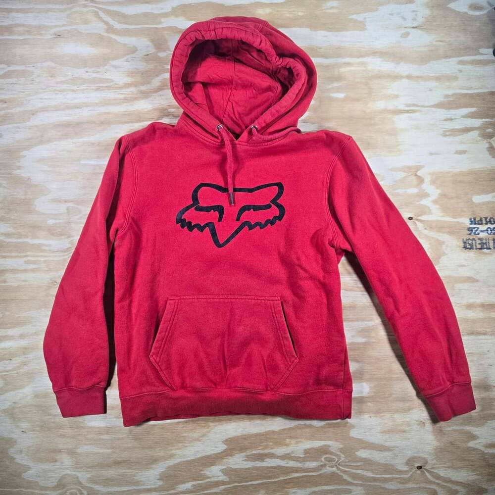 Fox Racing Pullover Hoodie Red Black Logo Mens Medium